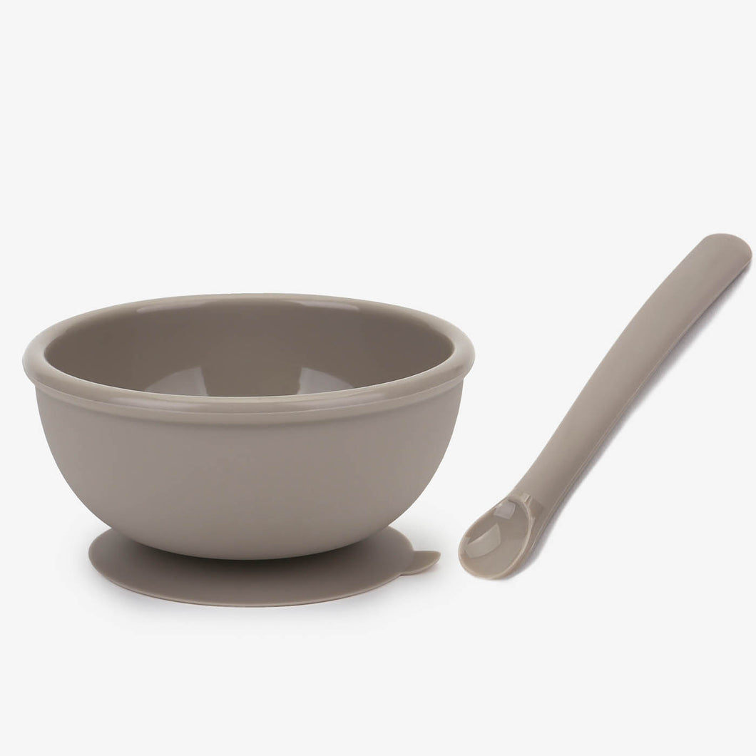 Silicone grip bowl + spoon (Cocoa)