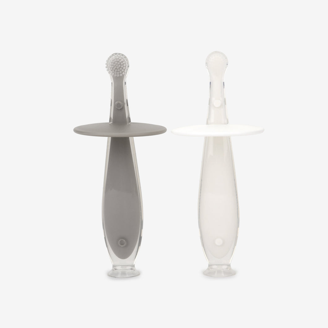 [Restocked!] Silicone baby toothbrush (2 pc set) - Grey + White